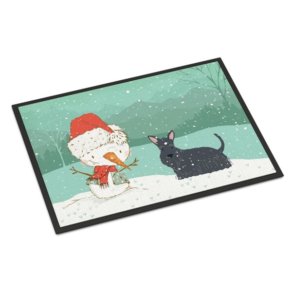 Carolines Treasures 24 x 36 in. Scottish Terrier Snowman Christmas Indoor or Outdoor Mat CK2068JMAT - main